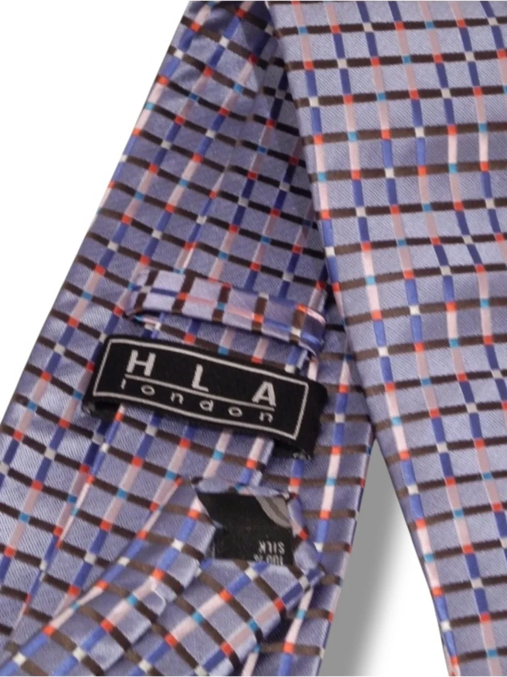 100% Silk Tie & Matching Cufflinks Gift Set : Light Purple/Multi Color Check D-3